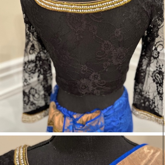 Blue and Black Lace Sari! - Picture 6 of 7
